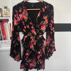 Floral side cut out dress